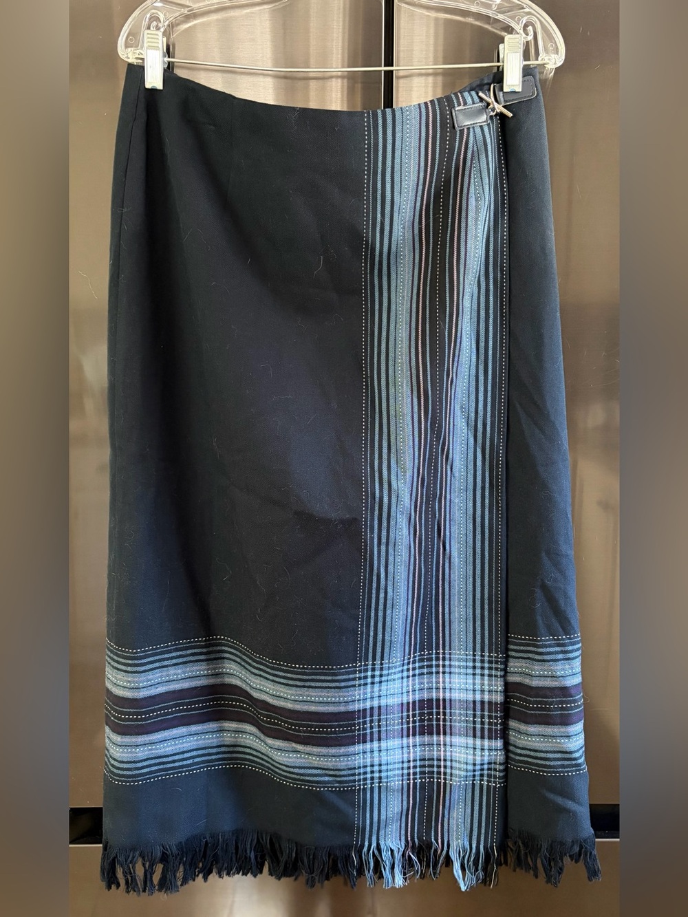 Vintage Sag Harbor Blanket Wrap Fringe Hem Skirt Sz 14 SW-Inspired Like New